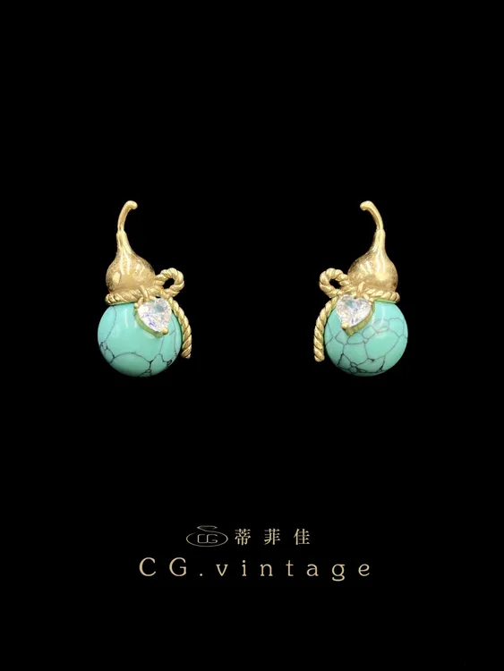 铜合金珐琅耳饰 【夏季新款】气质蓝色时尚可爱百搭复古vintage彩色