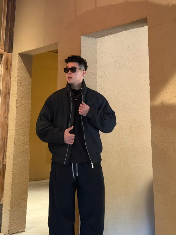 【PZ】25SS冬季美式复古休闲立领设计皮衣羽绒服