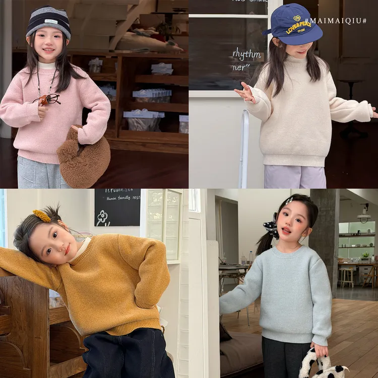 现货「麦麦秋」【云朵慕斯】雪尼尔女童冬季长袖圆领保暖毛衣GD2632