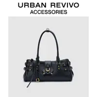URBAN REVIVO2025秋季新款女复古潮流机车风单肩包UAWB50205
