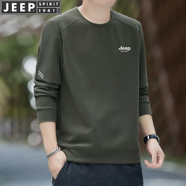 JEEPSPIRIT吉普卫衣男圆领美式撞色棉纶卫衣美式休闲撞色长袖卫衣