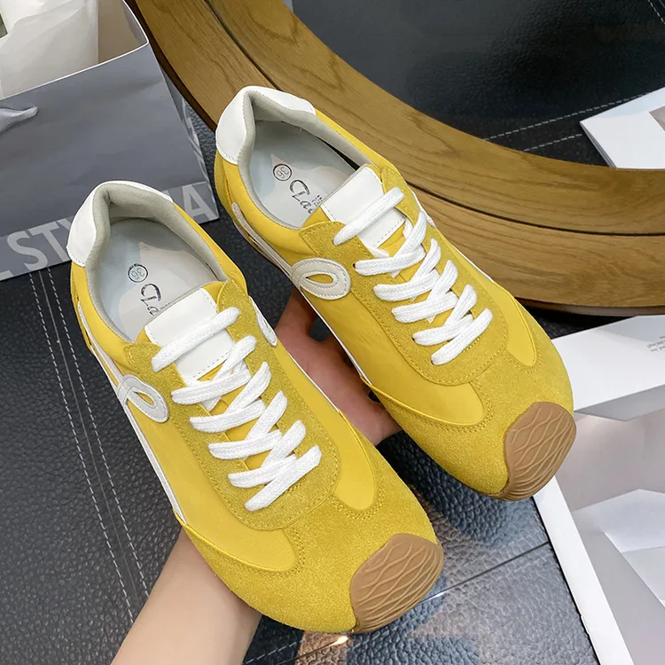 2025超火杨幂同款内增高德训鞋女夏黄色芭蕾阿甘鞋大码休闲运动鞋