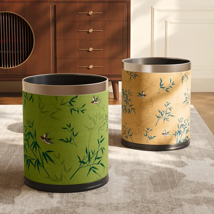 中式国风垃圾桶家用2025新款轻奢高档客厅卧室大号大容量卫生纸篓