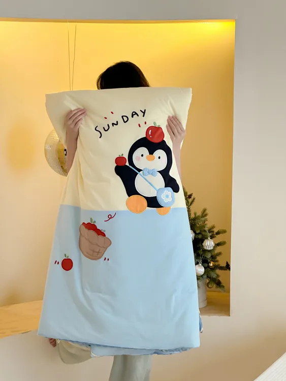 A类卡通贴布绣豆豆被正面100%全棉反面豆豆绒加厚单人冬被可机洗