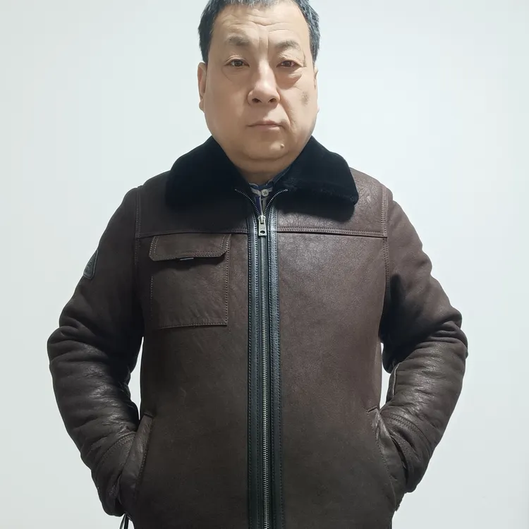 男士真皮重水洗复古做旧皮衣外套加绒加厚保暖舒适冬季商务休闲款