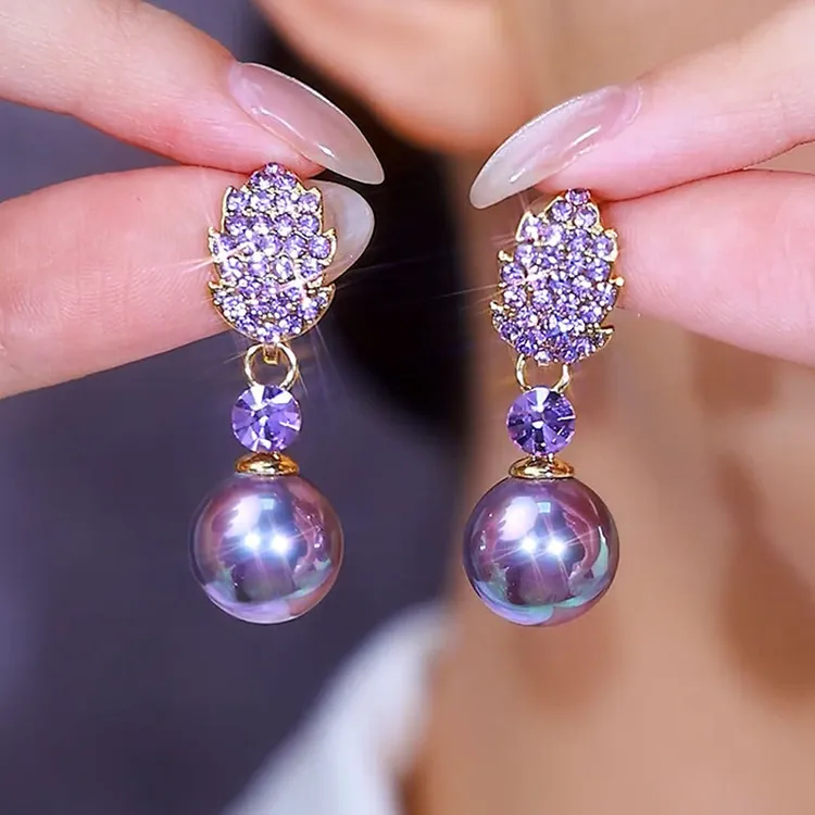 【高品质 】紫色女小众设计高级感百搭耳饰礼品套组商品图