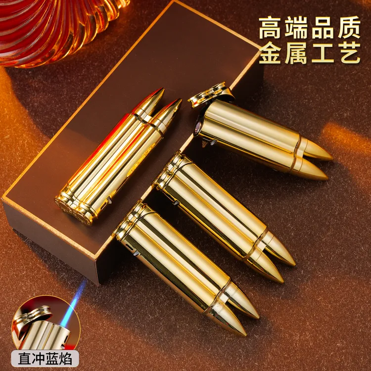 厂家直销防爆充气子弹头金属铁壳直冲蓝焰防风打火机批发超市家用商品图