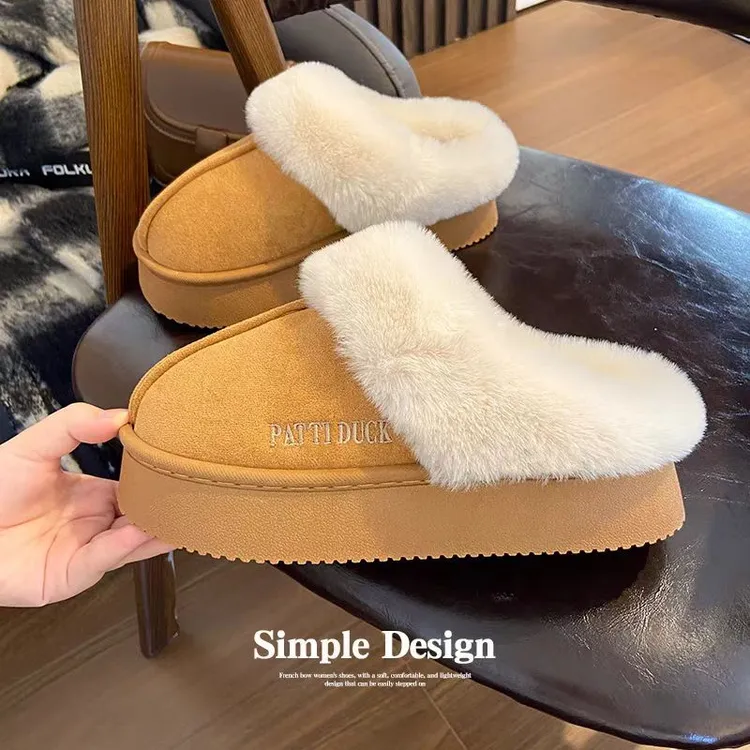 5.0新款ins风半包棉拖鞋女厚底踩屎感家居室内保暖毛绒棉拖鞋