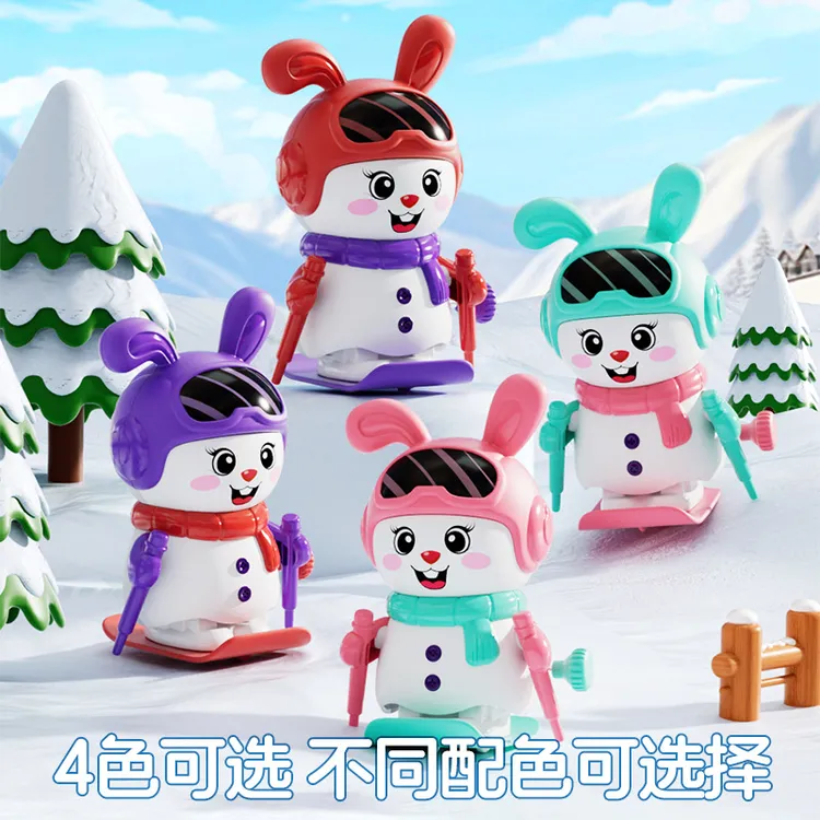 新品滑雪兔子儿童发条玩具婴儿早教益智玩具0-3岁仿真滑雪兔子