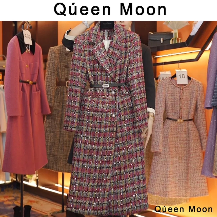 编码A87【QúeenMoon】经典轻奢小香风羽绒服连衣裙外套女(定制女装)