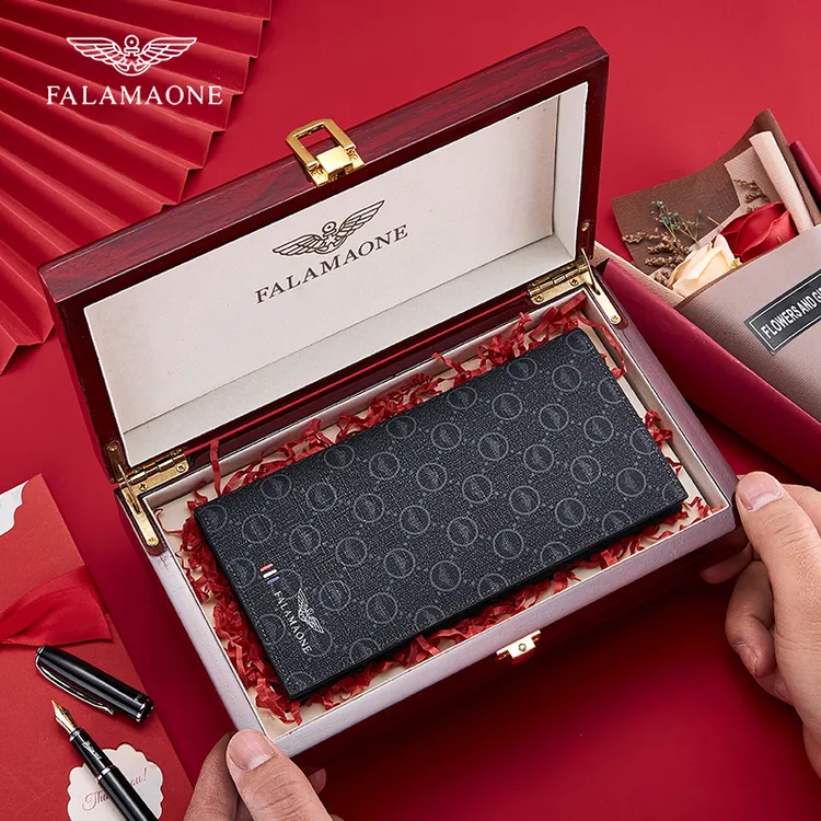 FALAMAONE品牌正品男士钱包时尚卡包长款短款手包男士礼物礼盒装