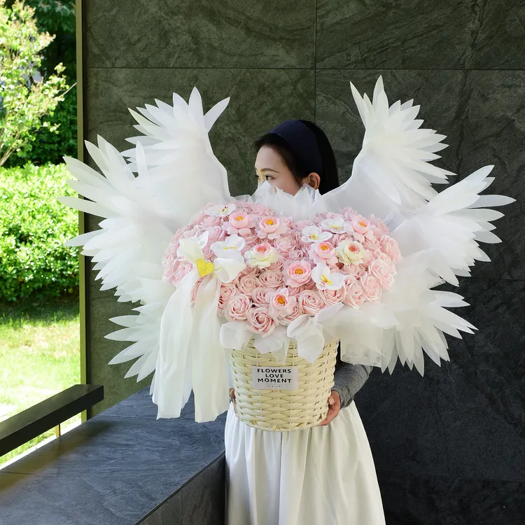 天使之翼永生花束翅膀仙子之吻香皂玫瑰抱桶情人节告白送女友老婆