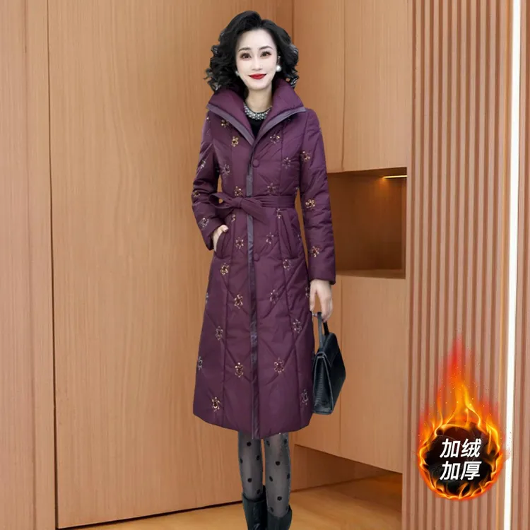 品牌贵夫人高档中长外套2025秋冬新款加棉加厚洋气爆款上衣小棉袄