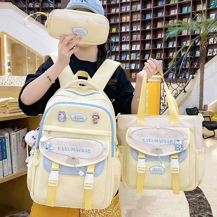 防泼水双肩包减负竖式简约风拉链书包时尚简约韩系学院风