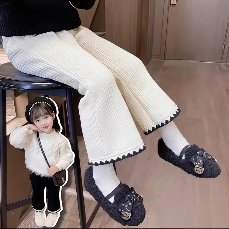 女童2025秋季新款雪尼尔时尚休闲百搭洋气外穿喇叭裤女童