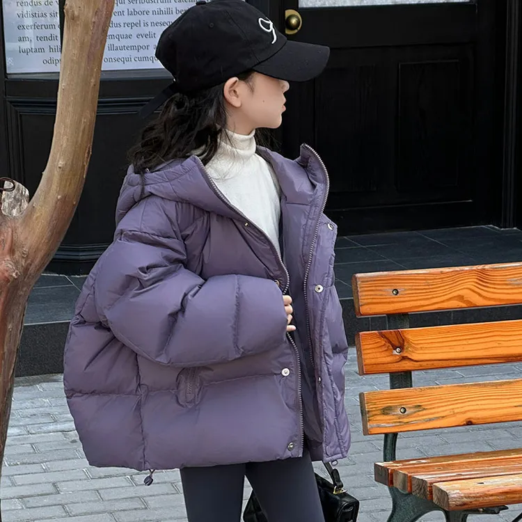 女童冬季羽绒服外套童装新款90白鸭绒面包服女孩保暖上衣洋气儿童