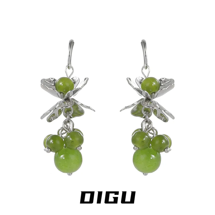 嘀咕家 铜合金仿水晶耳饰 精致小青提流苏耳环葡萄耳坠耳钉耳饰