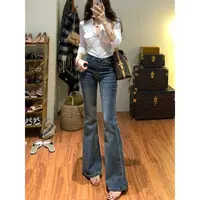 微喇牛仔裤女2025年秋季新款设计感高腰修身显瘦百搭弹力马蹄裤子