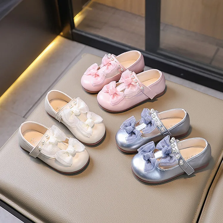 女童公主小皮鞋2025年春季韩版蝴蝶结小女孩玛丽珍小香风单鞋高级