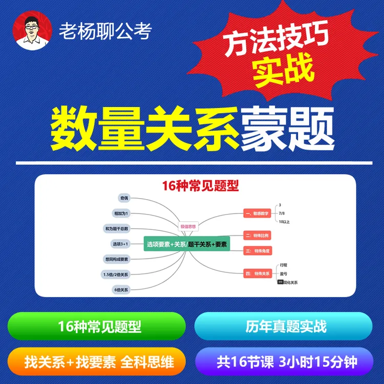 数量关系蒙题课教育公考在线学习录播十几种真题提炼的蒙题技巧商品图