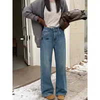 986牛仔裤女冬新款直筒裤时尚显瘦高腰直筒裤