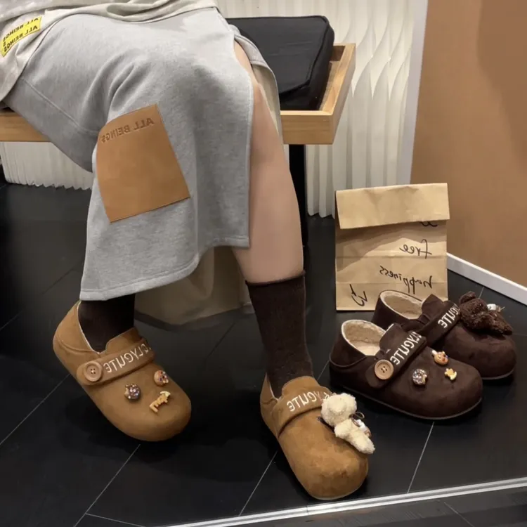 卡通趣味厚底内增高5cm勃肯鞋女2025冬季新款加绒保暖棉鞋L83-101