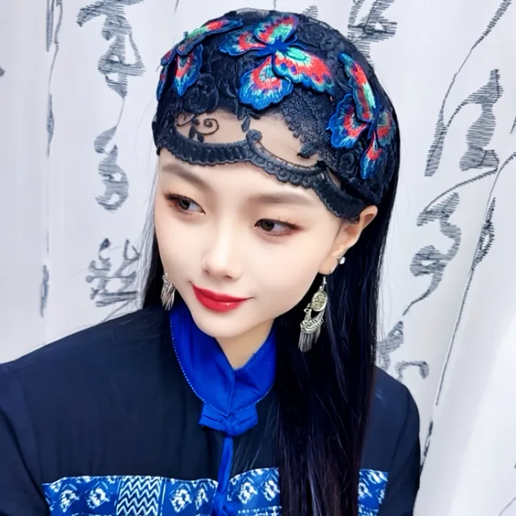 老绣发箍民族刺绣花时尚配饰网红发夹白发遮盖束发带遮白发发箍