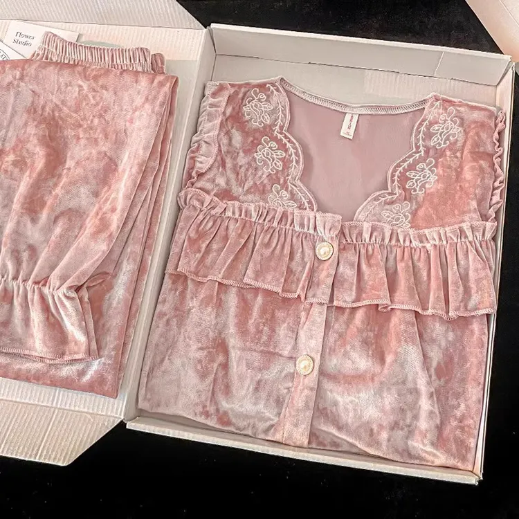 金丝绒睡衣女春秋款高档新款冬韩版金钻绒网红风长袖高级感家居服