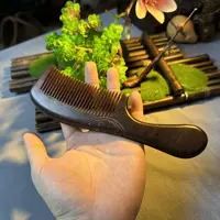 原木双面雕花梳子女士长柄梳细齿梳  JZ126