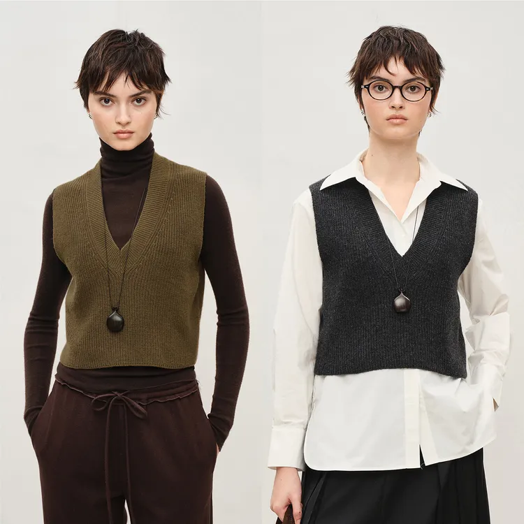 MARIUS“叠叠乐2.0”秋冬叠穿神器纯羊毛时尚造型感针织马甲背心