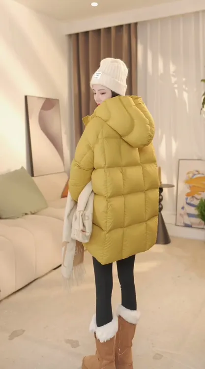 【极简极奢】南瓜泡芙鹅绒服高充335g零压95新国标白鹅绒中长款YR701