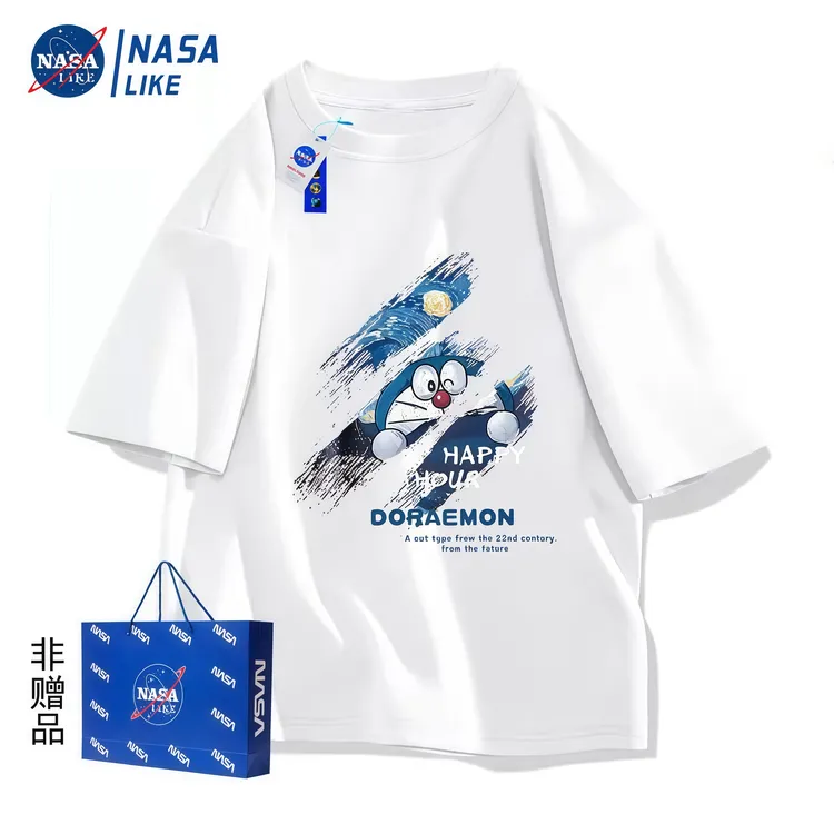 NASALIKE白色短袖休闲t恤男夏季宽松重磅纯棉ins潮牌半截袖