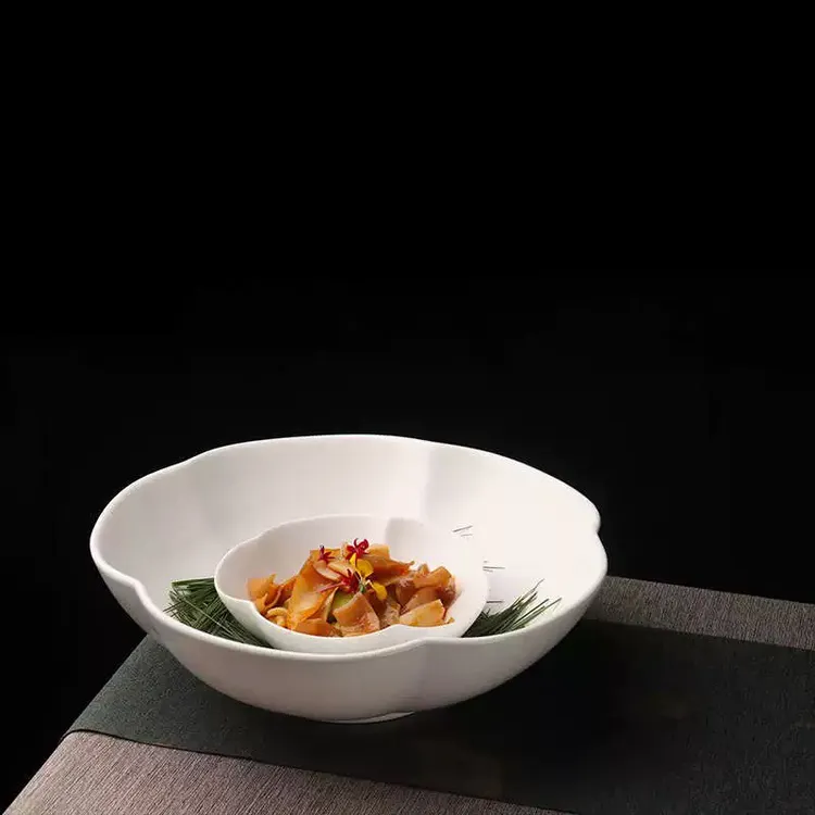 至上：高白精致凉菜碗组合凉菜餐网红餐具热菜意境菜梅花碗花边碗