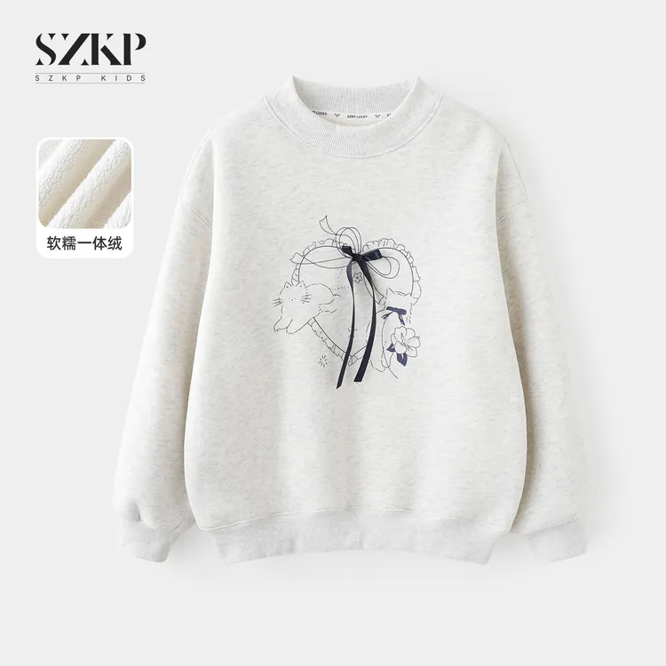 SZKP冬季新款女童装保暖上衣中大童休闲儿童加绒卫衣YNYD557398