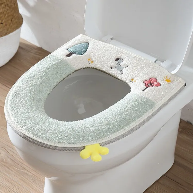 家用通用马桶垫防水厕所坐垫可爱坐便套拉链式秋冬加厚马桶圈GFW