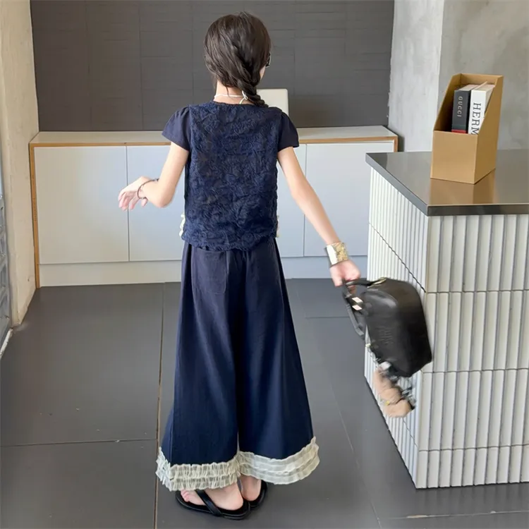 简约潮牌店铺儿童服装2025年新款衣服女童装夏装套装6-12岁高级感