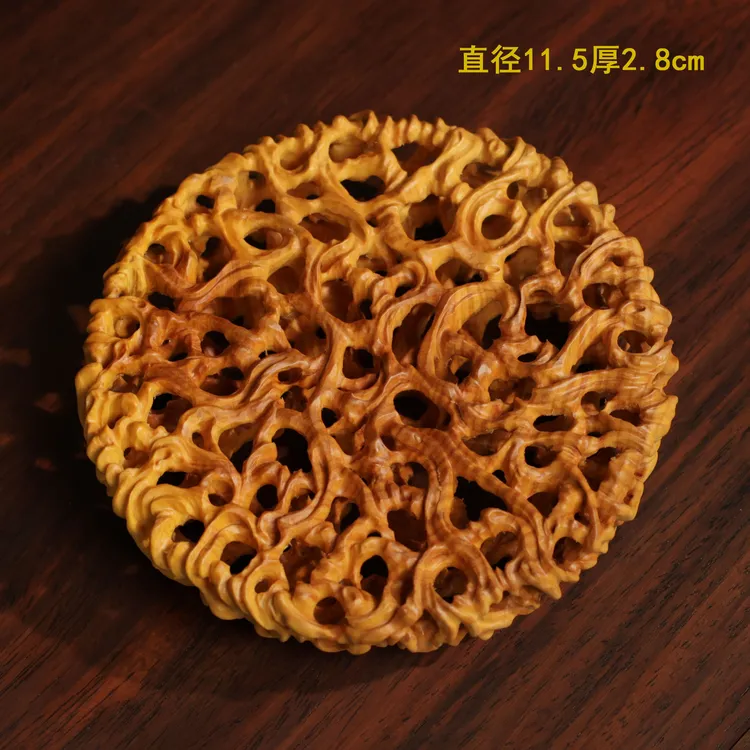 【艺术与技术的碰撞】湖北小叶黄杨整料镂空雕刻壶承底座