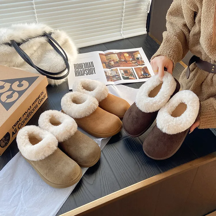 雪地靴女2025新款冬季复古一脚蹬懒人毛毛鞋加绒棉鞋休闲勃肯鞋子