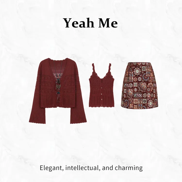 Yeah Me/也觅【缪斯嘉丽】秋季新款短裙套装古典高级感百搭半身裙女