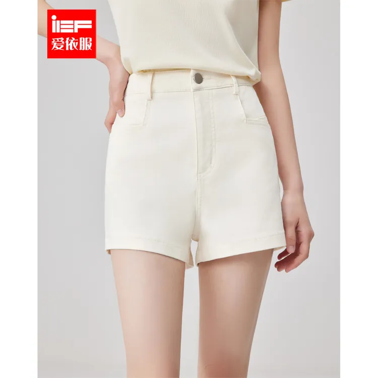 IEF/爱依服裤子2025夏季新款简约通勤显瘦高腰显腿长短裤流光风