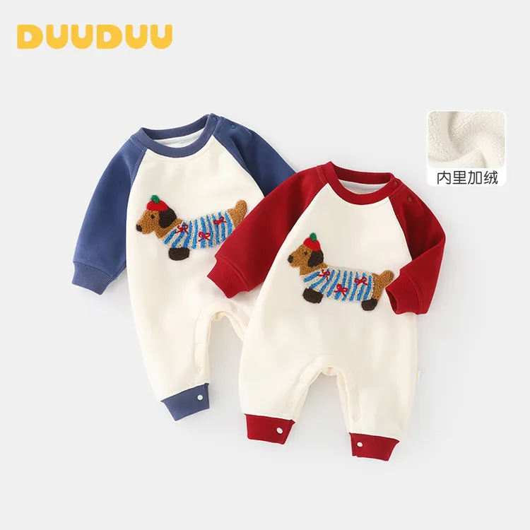 DUUDUU婴儿加绒连体衣新生儿可爱一体绒爬服宝宝加厚哈衣秋冬