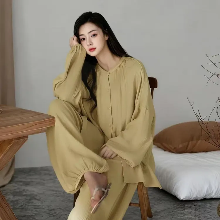 长袖睡衣女春秋带胸垫高级感云朵棉宽松大码可外穿家居服秋季套装