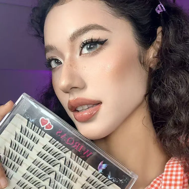 WIRQAS浓密柔软高品质卷翘渐变假睫毛➕胶水➕镊子➕卸胶水（到手4支）