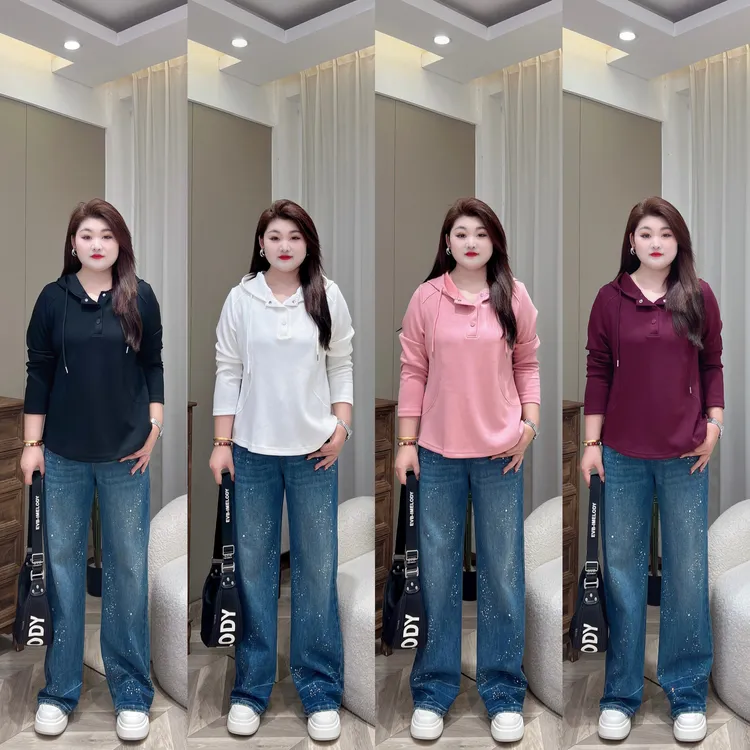 【现货卫衣】PMM81387早秋新款休闲百搭显瘦连帽卫衣大码女装