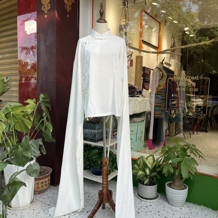 女款藏式棉麻水袖衬衣