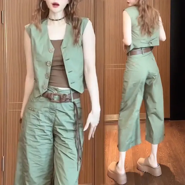 夏季新款韩系气质休闲显瘦两件套装女2025洋气两件套小众高级感女