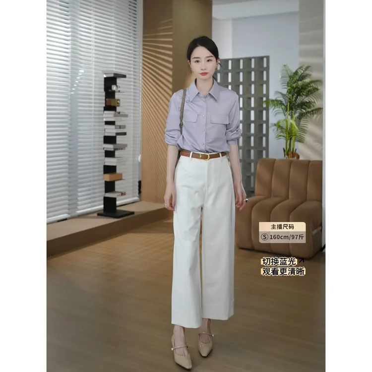 HELA AOMI“抗皱紫衬衫”正肩设计光泽柔软利落感衬衫CY5CH11909