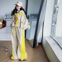 女童休闲洋气秋款大儿童卡通恐龙连帽卫衣女孩秋装运动阔腿裤套装
