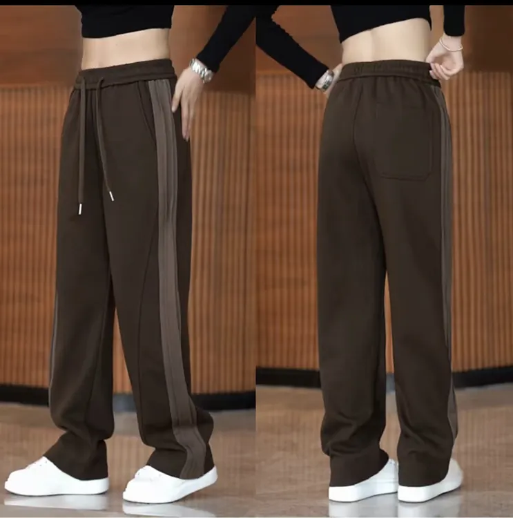 秋冬季针织休闲裤男款时尚韩版运动拼接长裤美式高街潮流加厚卫裤