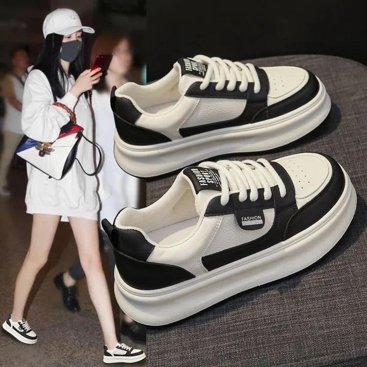 夏季女鞋新款透气小白鞋女学生韩版百搭厚底增高运动休闲板鞋潮鞋